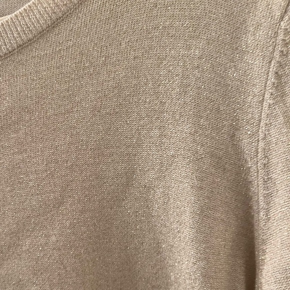 Loft outlet cream/gold metallic detail crew neck sweater XL - Picture 3 of 9